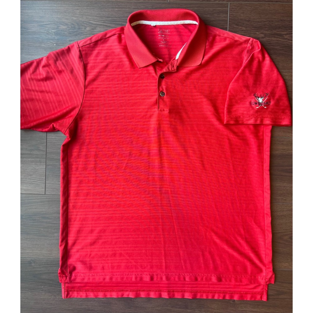 Adidas ClimaCool Mens Red Striped Golf Polo Shirt The Golf Club New Albany L
